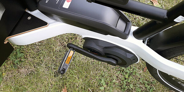 Foto: Detailansicht Pedale Elektro-Lastenrad.