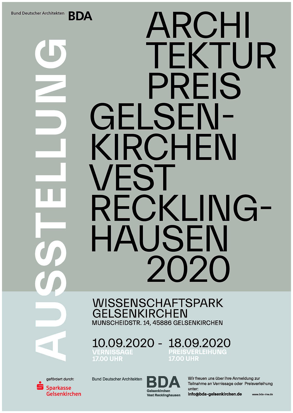 Plakat: Architekturpreis Gelsenkirchen Vest Recklinghausen 2020