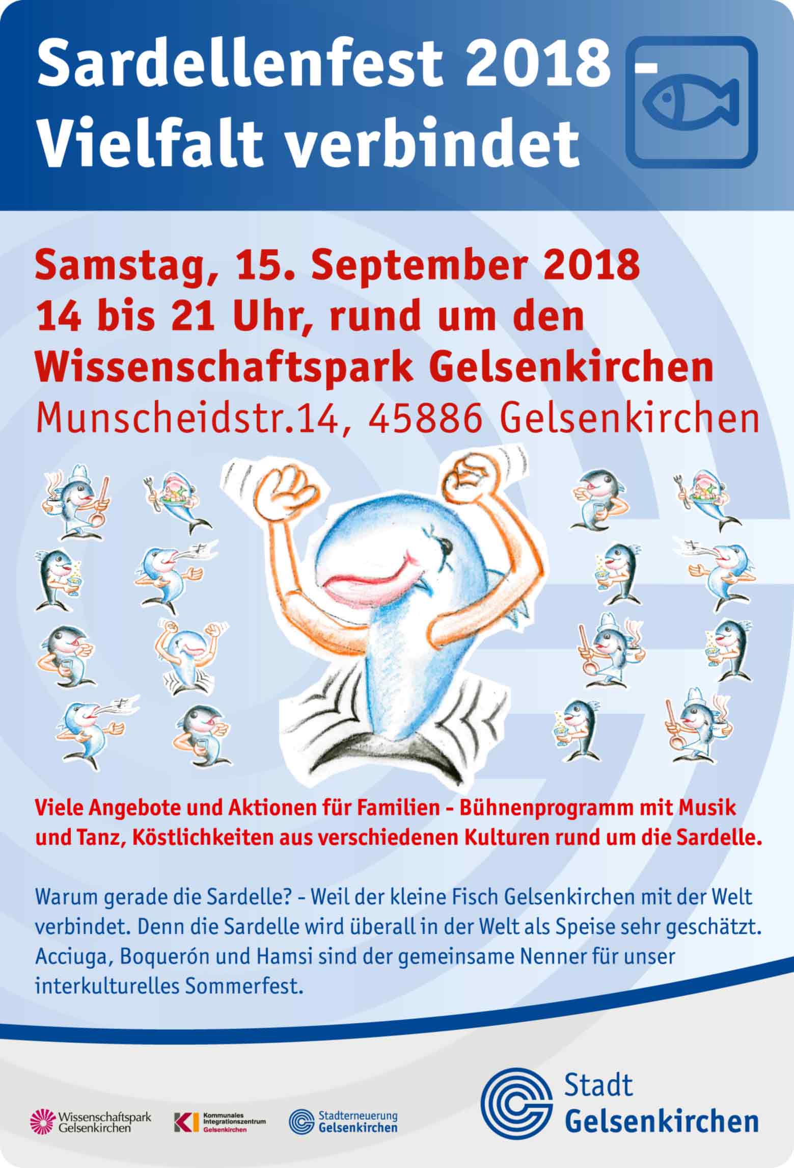 Plakat: Infos und Daten zum Sardellenfest 2018.